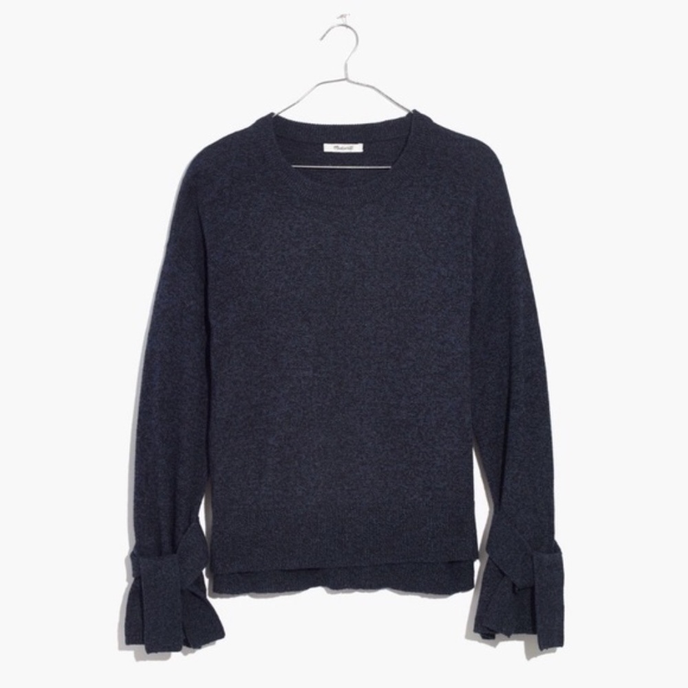 Madewell Tie Sleeve Sweater Heathered  Blue